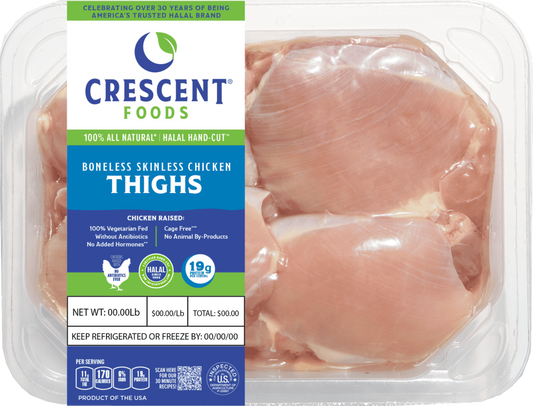 Crescent Halal Chicken Thighs – Wholesale 40lb Box