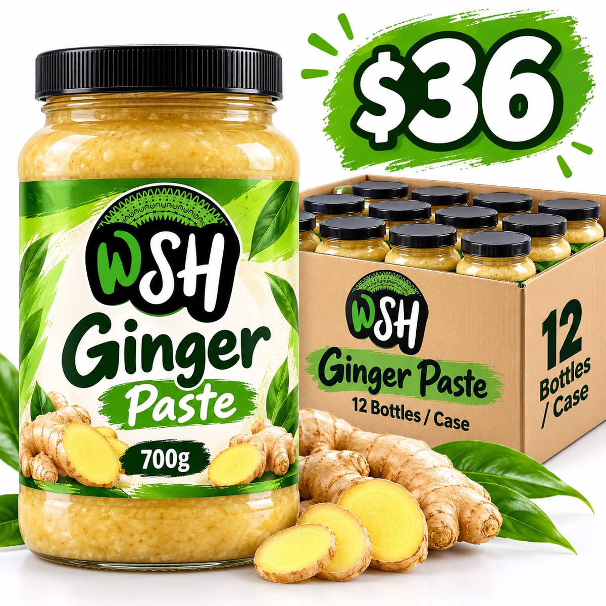 WSH Ginger Paste 700g – 12 Bottles Wholesale Case