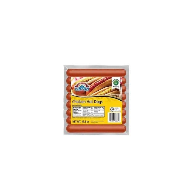 Al Safa Halal Chicken Hot Dogs – Fully Cooked, 8 Count (12.6 oz)
