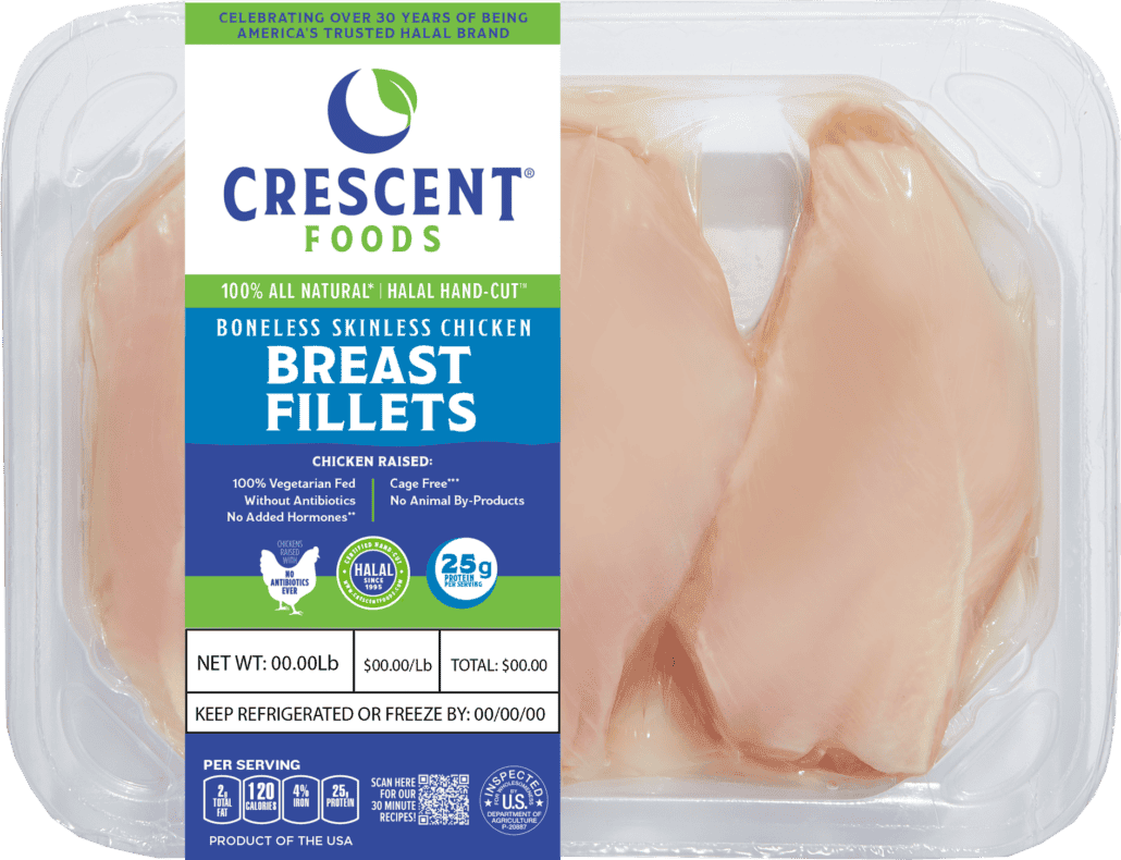 Crescent Halal Boneless Skinless Chicken Breast – 40lb