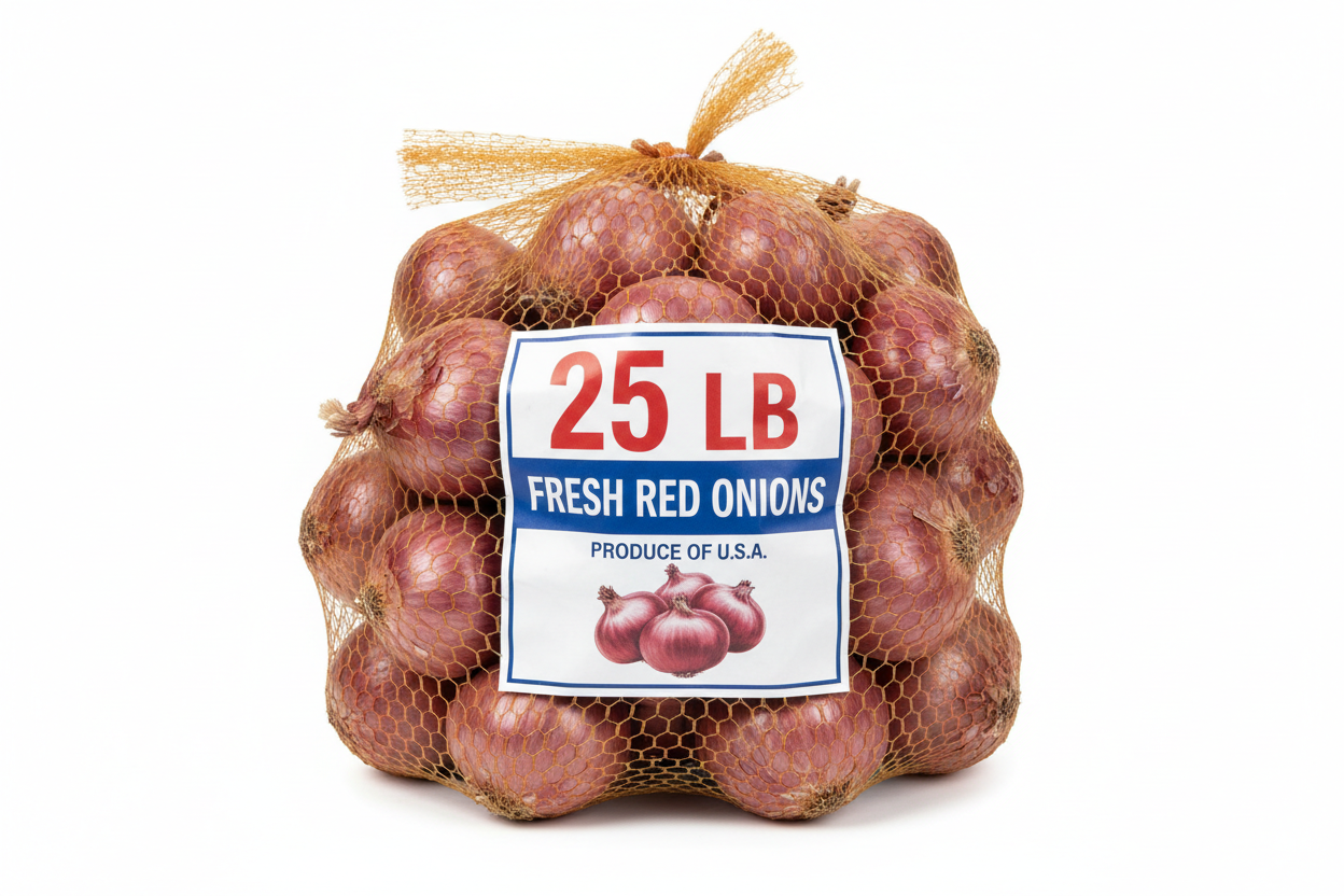 red onions 25lb bag