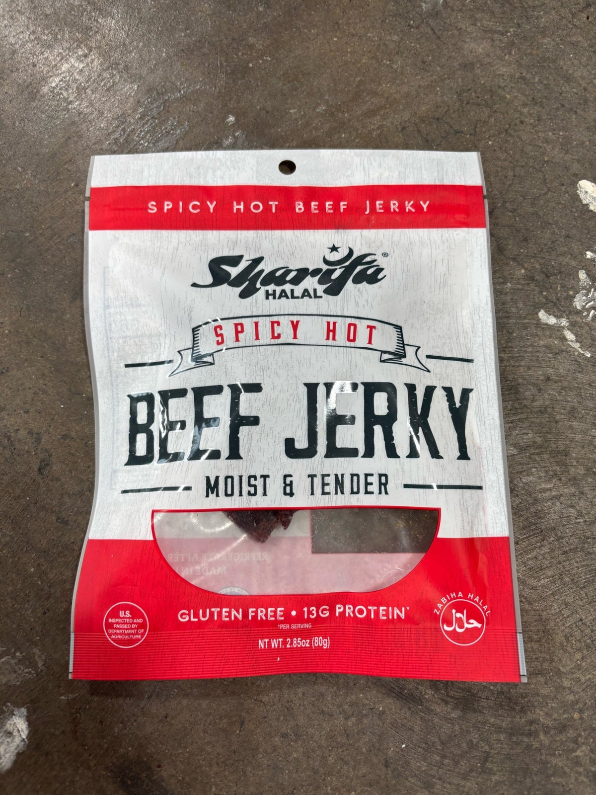 Sharifa Halal Spicy Hot Beef Jerky – Moist & Tender, High Protein, Gluten Free (2.85 oz / 80g)