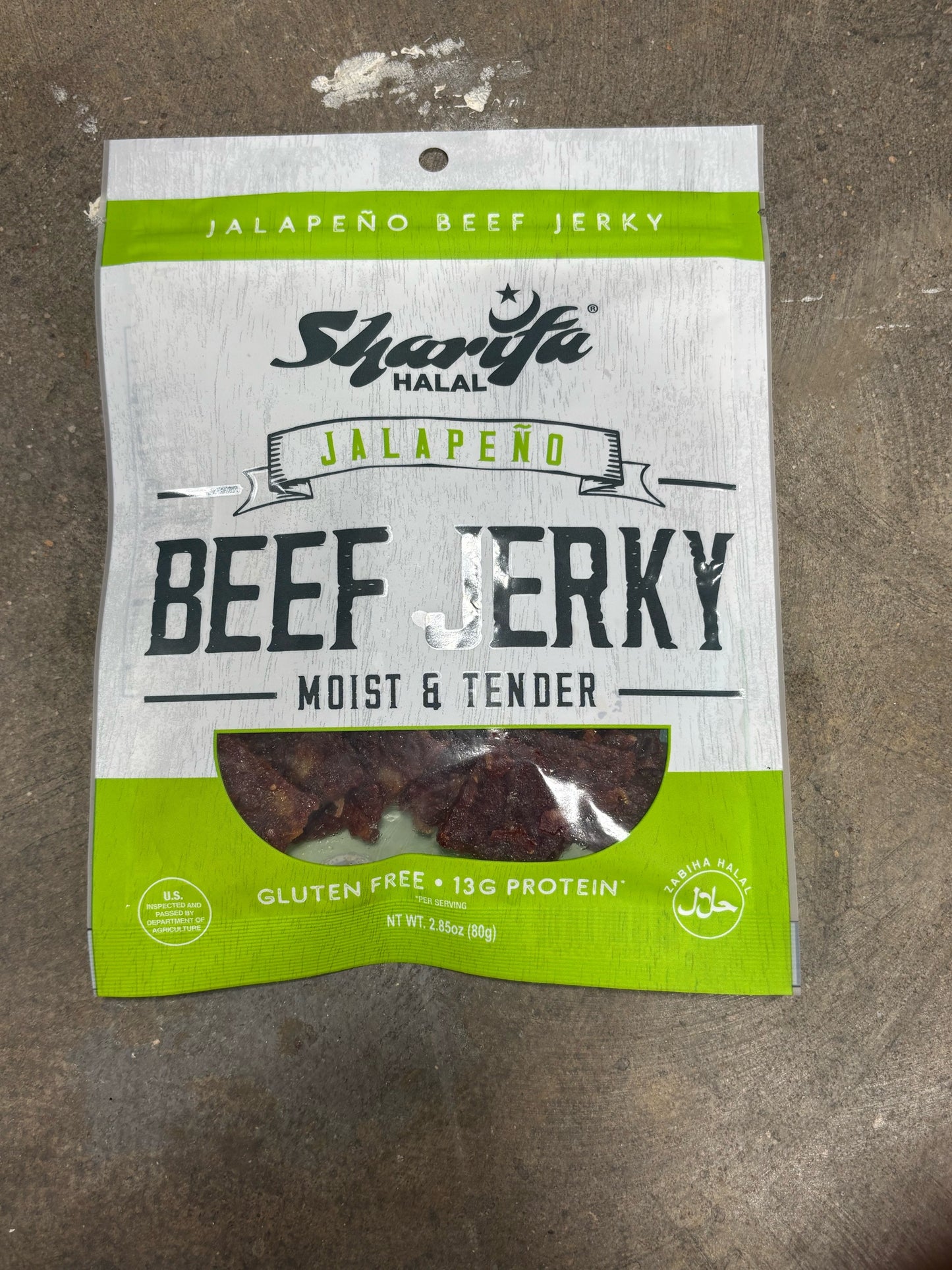 Sharifa Halal Jalapeño Beef Jerky – Moist & Tender, High Protein, Gluten Free (2.85 oz / 80g)
