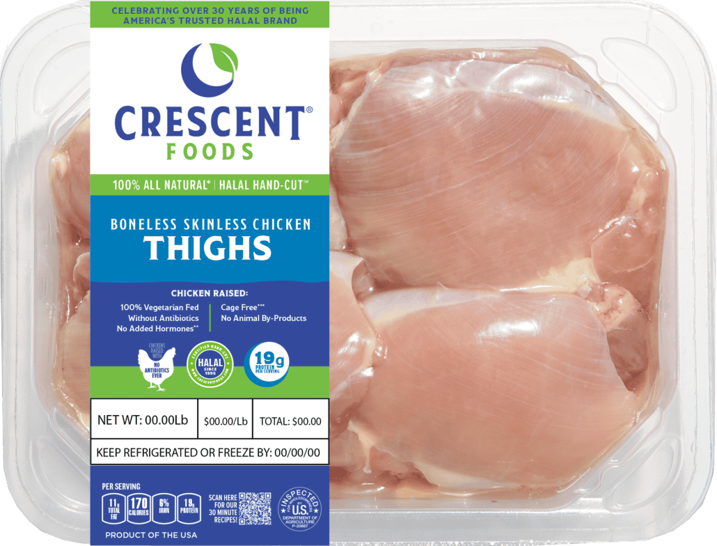 Crescent Halal Chicken Thighs – Wholesale 40lb Box