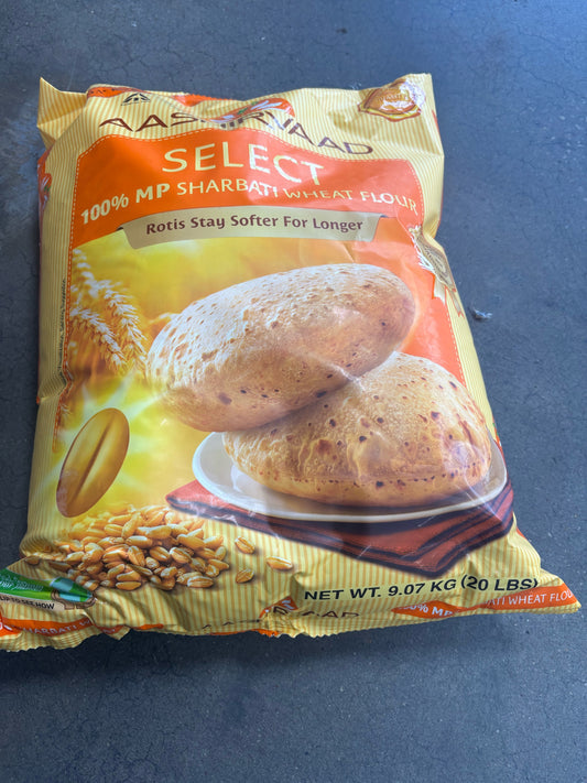 Aashirvaad Select Sharbati Wheat Flour – 20 lbs | Soft Roti Atta