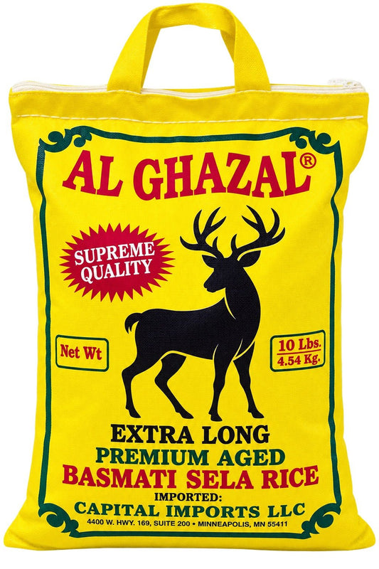 Al Ghazal Extra Long Premium Aged Basmati Sella Rice – 10 lb
