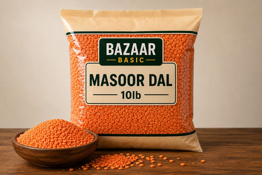 Bazaar Basic Masoor Dal (Split Red Lentils) - 10 lb Bulk Bag, Wholesale Pack