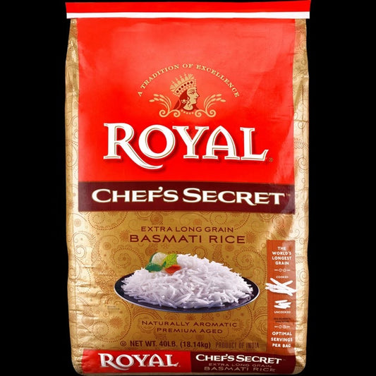 Royal Chef's Secret Basmati Rice, Extra Long Grain, 40 lbs