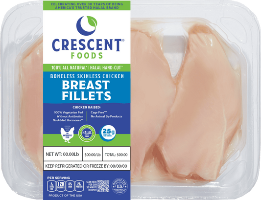 Crescent Halal Boneless Skinless Chicken Breast – 40lb | Custom Cut