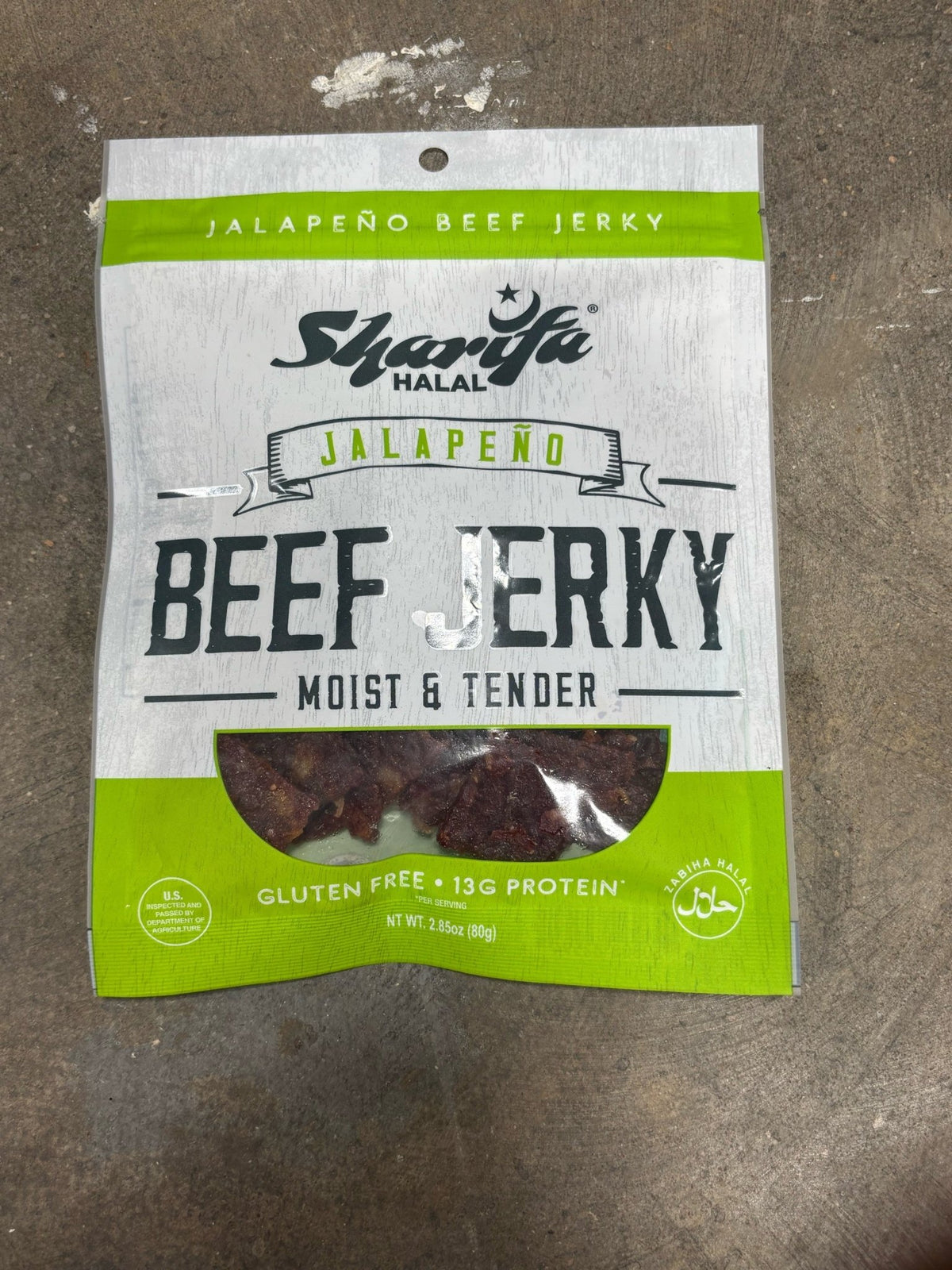 Sharifa Halal Jalapeño Beef Jerky – Moist & Tender, High Protein, Gluten Free (2.85 oz / 80g)