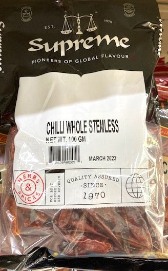 Supreme Chilli Whole Stemless 100g